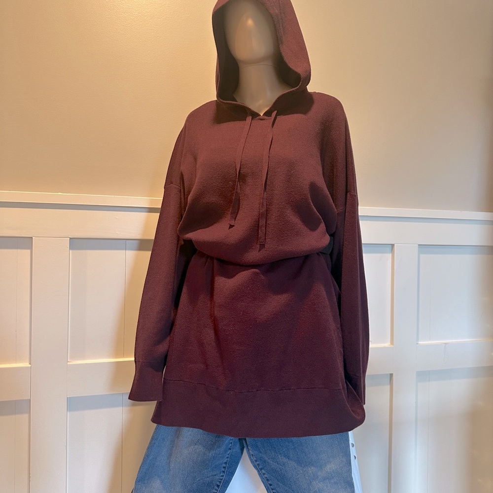 Burgandy hooded sweater dress